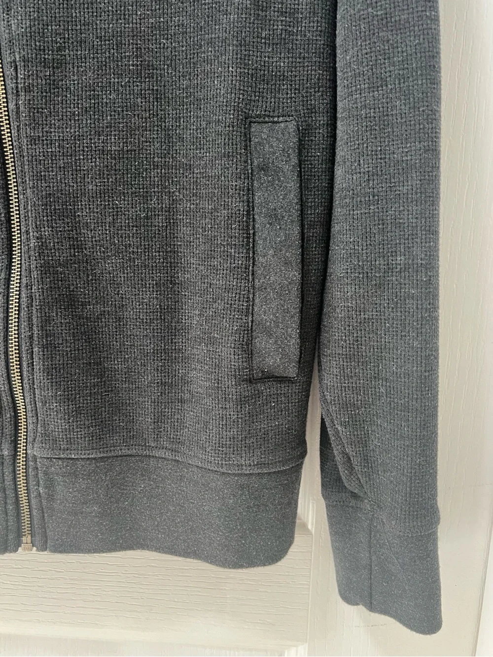 Banana Republic Mens Grey Full Zip Utility Jacket Ribbed Knit Button Pocket M